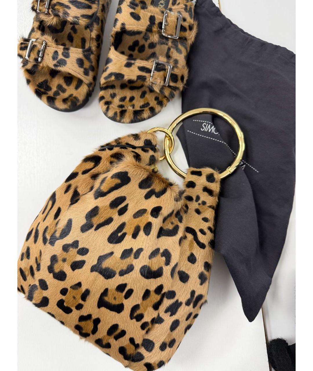 SIMONETTA RAVIZZA Коричневая меховая сумка с короткими ручками, фото 2