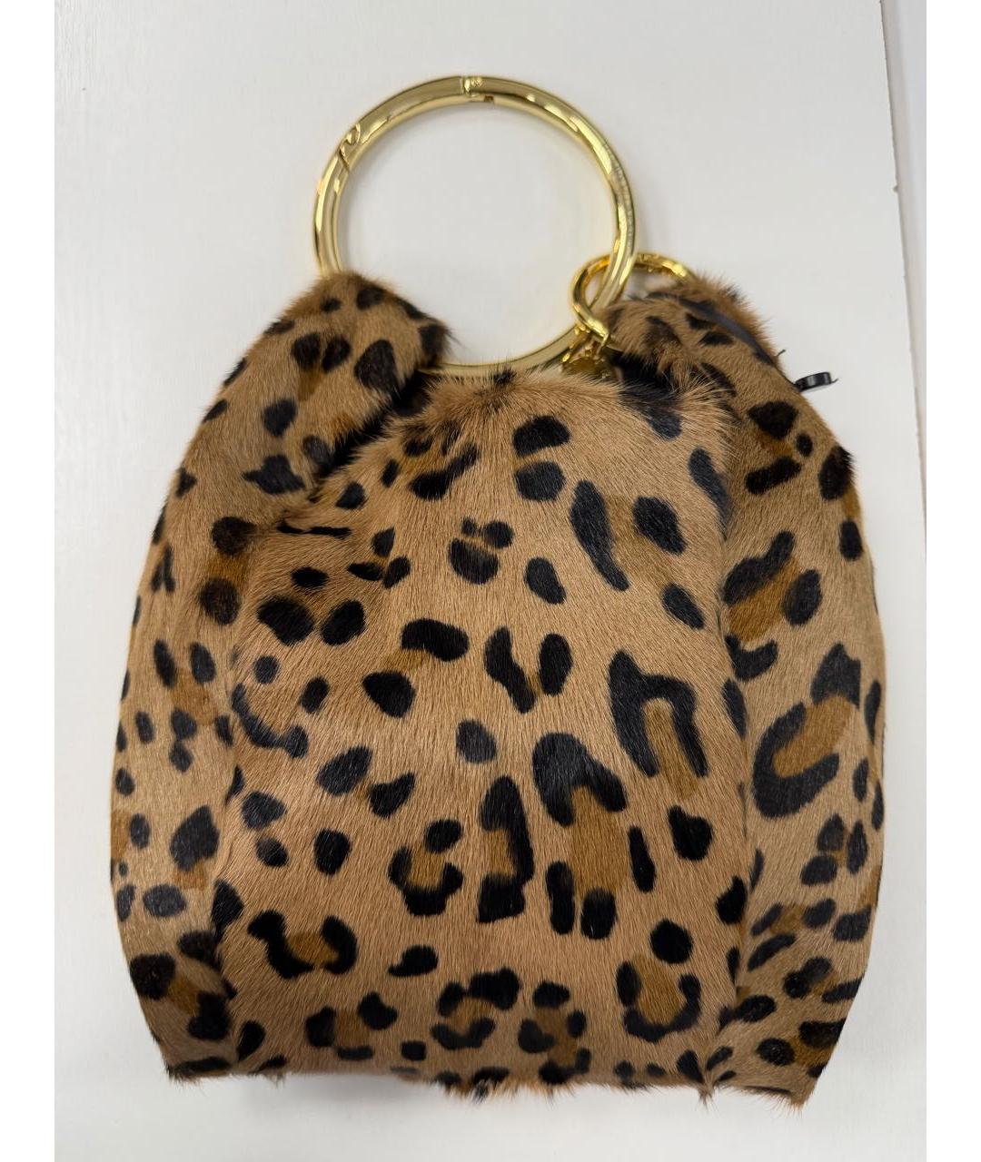 SIMONETTA RAVIZZA Коричневая меховая сумка с короткими ручками, фото 4