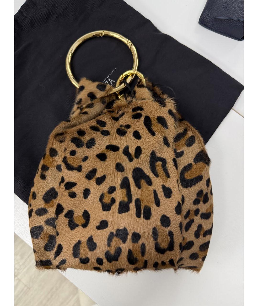 SIMONETTA RAVIZZA Коричневая меховая сумка с короткими ручками, фото 3