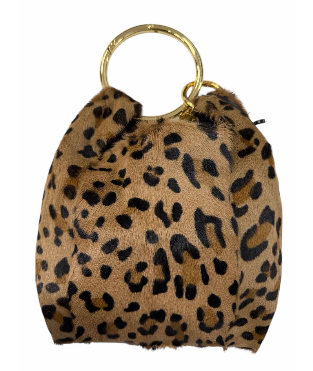 SIMONETTA RAVIZZA Коричневая меховая сумка с короткими ручками, фото 1