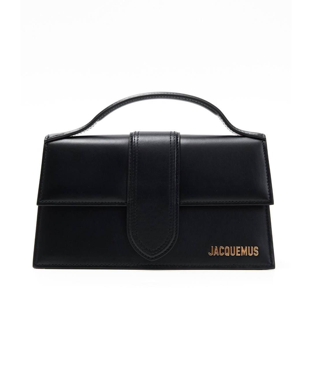 JACQUEMUS Черная кожаная сумка с короткими ручками, фото 1
