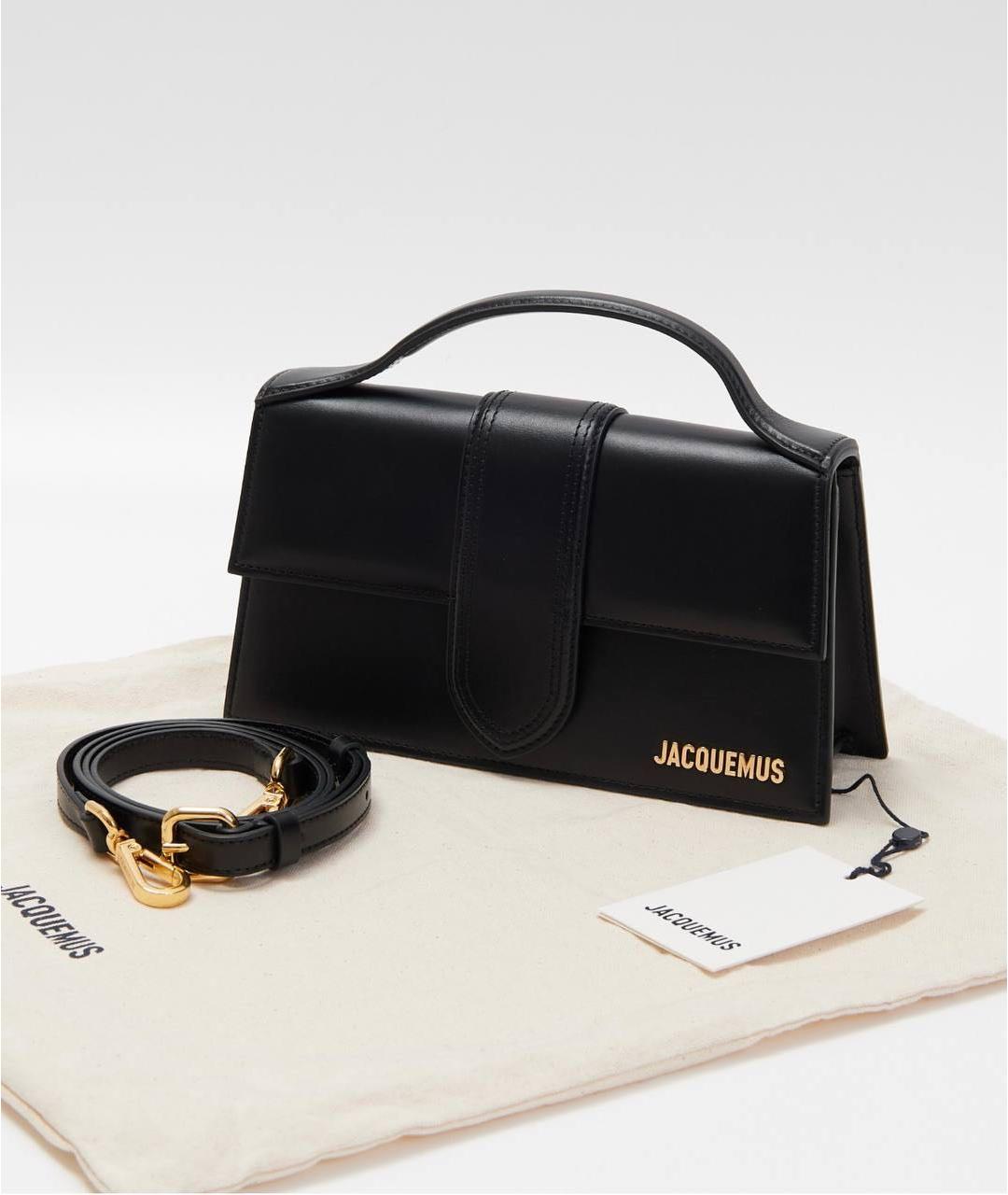 JACQUEMUS Черная кожаная сумка с короткими ручками, фото 5