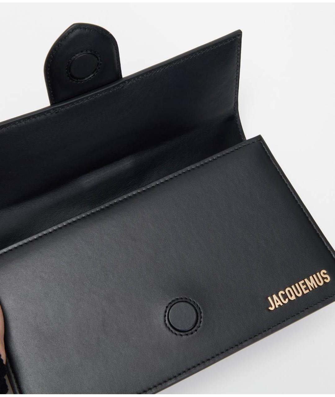 JACQUEMUS Черная кожаная сумка с короткими ручками, фото 4