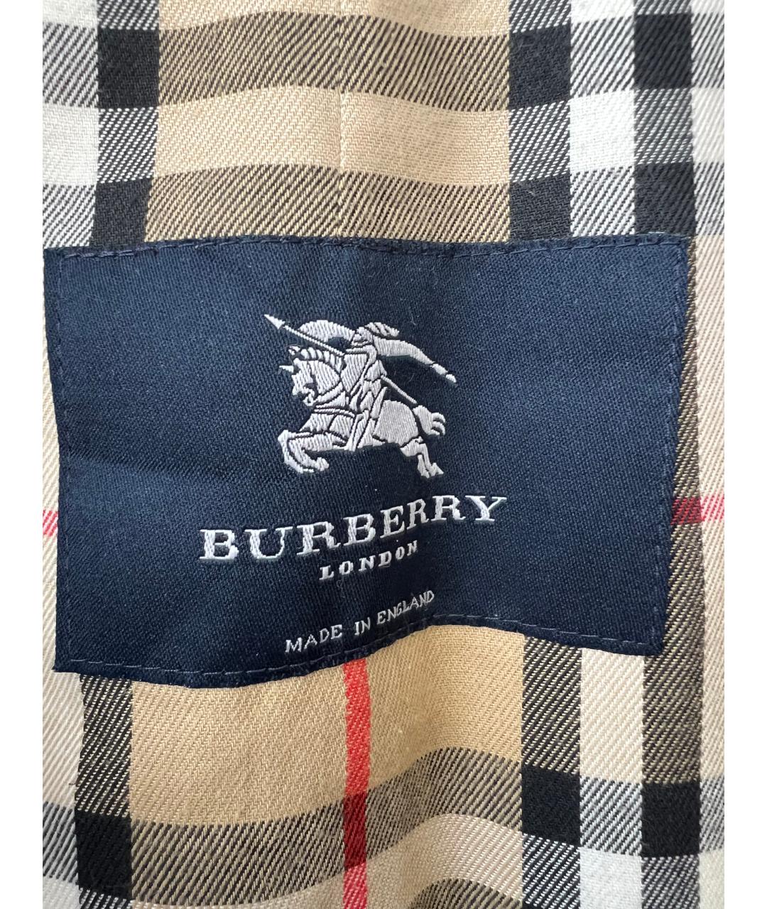 BURBERRY Бежевый хлопковый тренч / плащ, фото 3