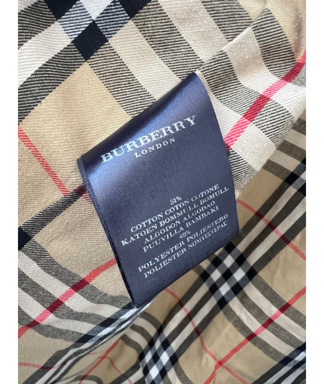 BURBERRY Бежевый хлопковый тренч / плащ, фото 4