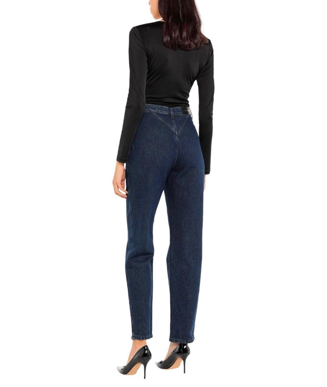 ALBERTA FERRETTI Темно-синие хлопковые прямые джинсы, фото 3