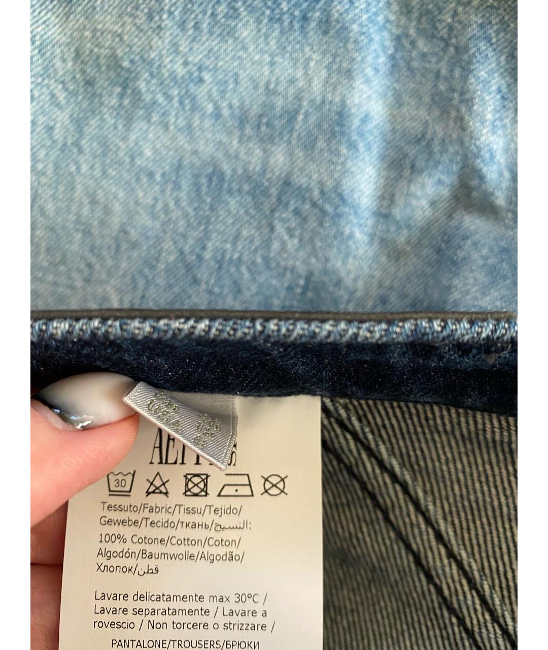 ALBERTA FERRETTI Темно-синие хлопковые прямые джинсы, фото 8