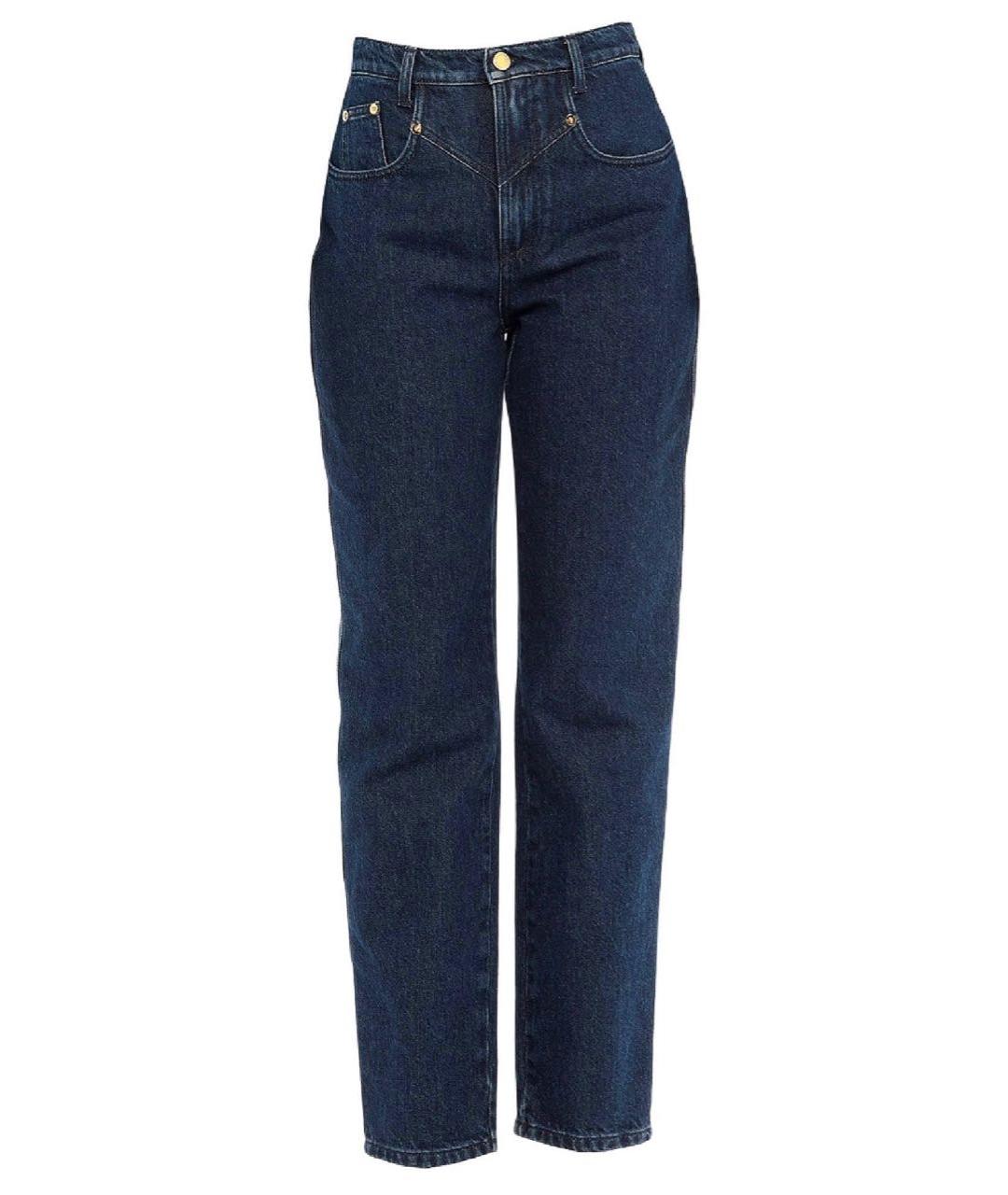 ALBERTA FERRETTI Темно-синие хлопковые прямые джинсы, фото 1