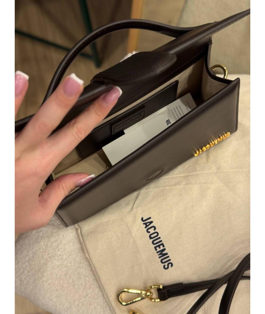 JACQUEMUS Коричневая кожаная сумка с короткими ручками, фото 7