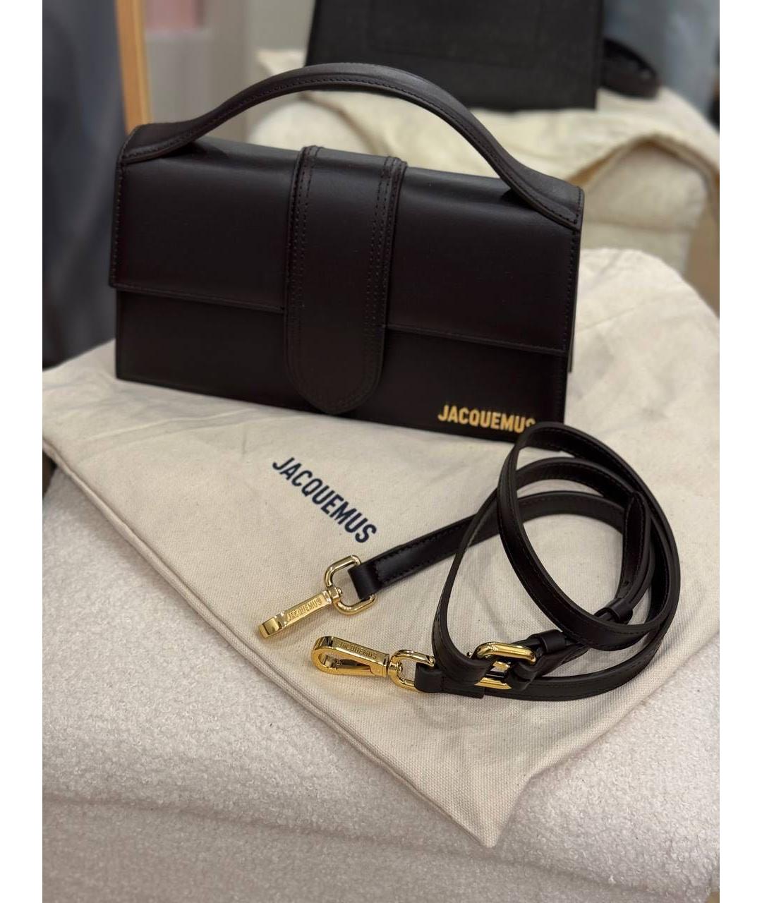 JACQUEMUS Коричневая кожаная сумка с короткими ручками, фото 9