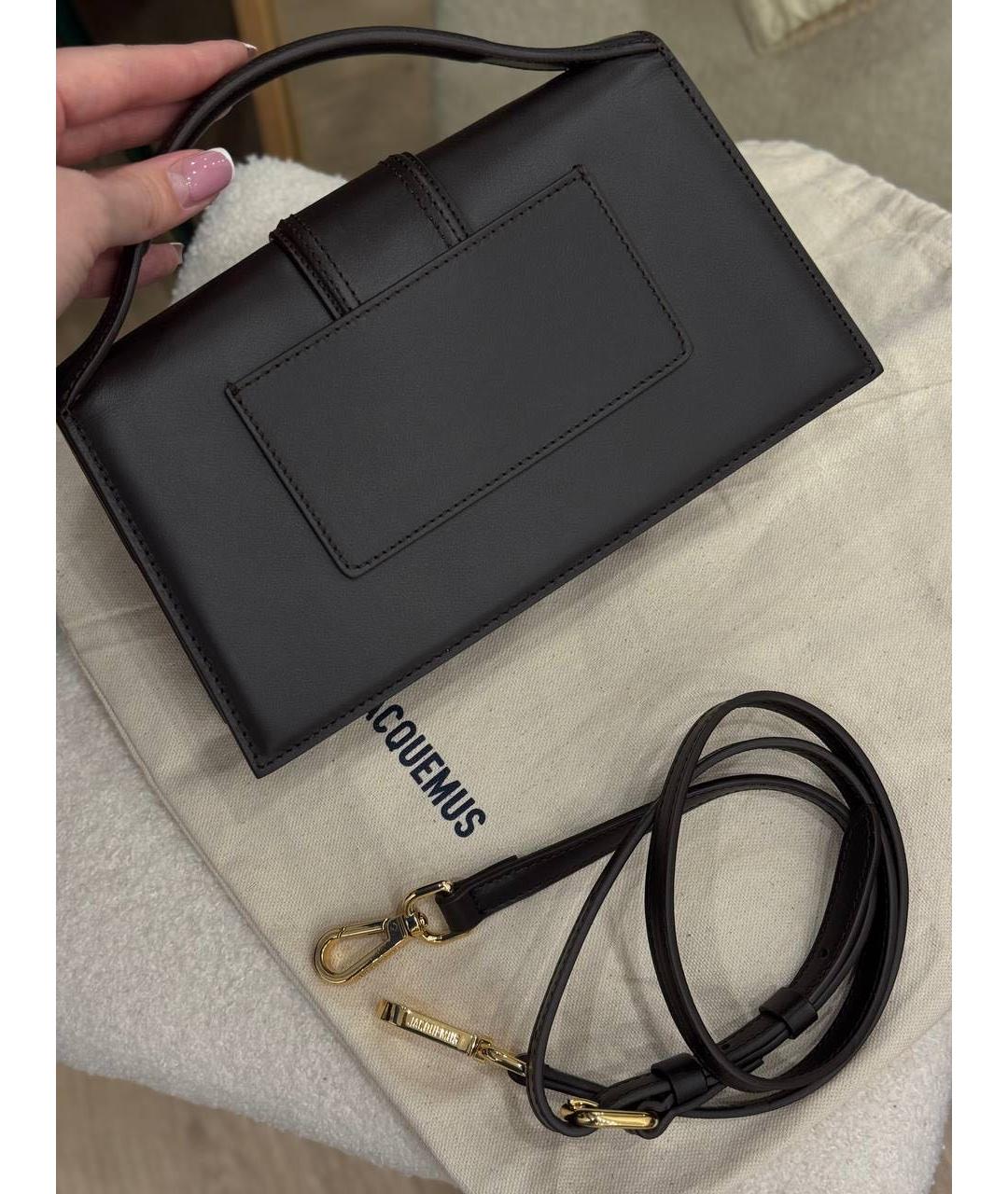 JACQUEMUS Коричневая кожаная сумка с короткими ручками, фото 4