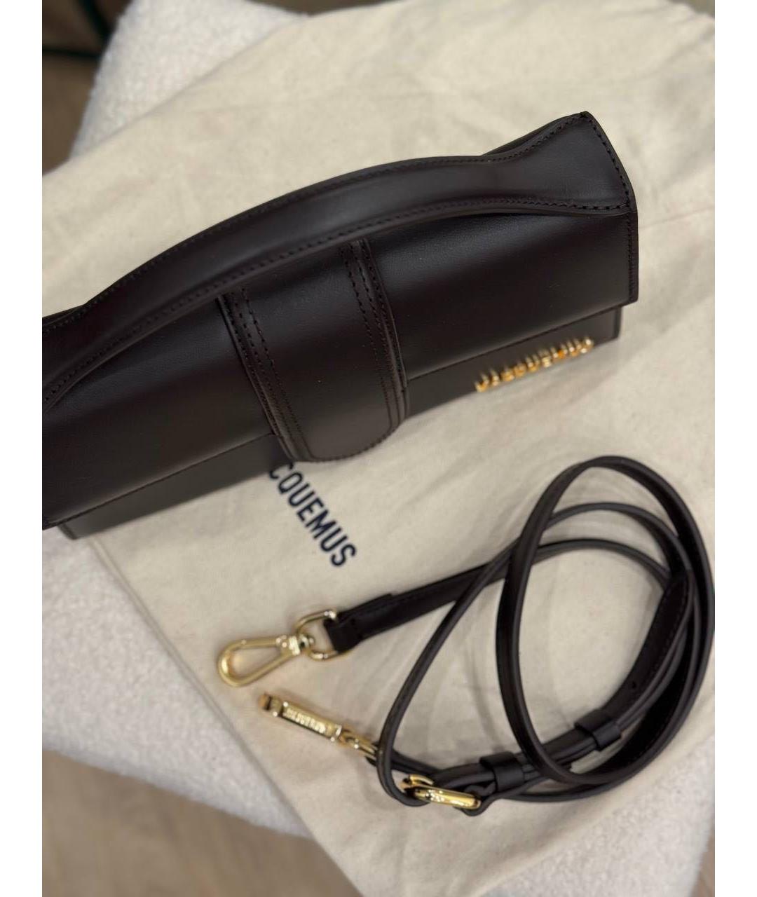 JACQUEMUS Коричневая кожаная сумка с короткими ручками, фото 5