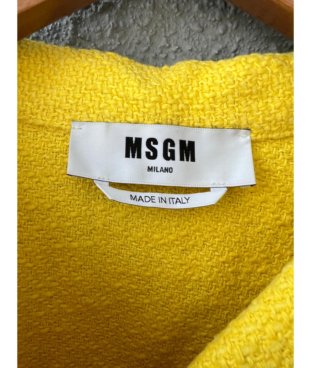MSGM Желтый хлопковый жакет/пиджак, фото 4