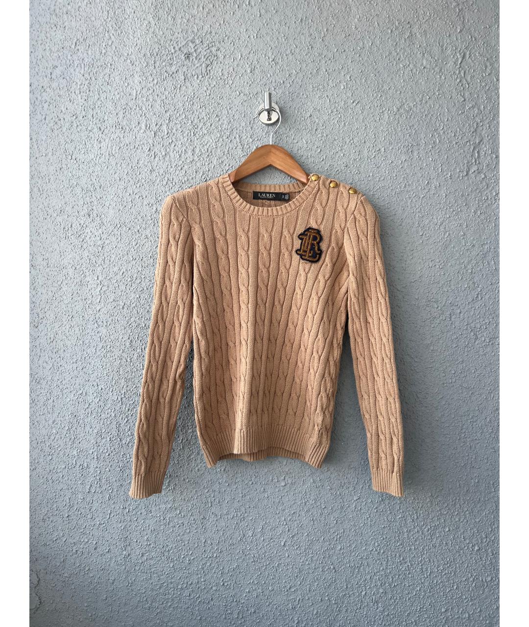 RALPH LAUREN Бежевый хлопковый джемпер / свитер, фото 7