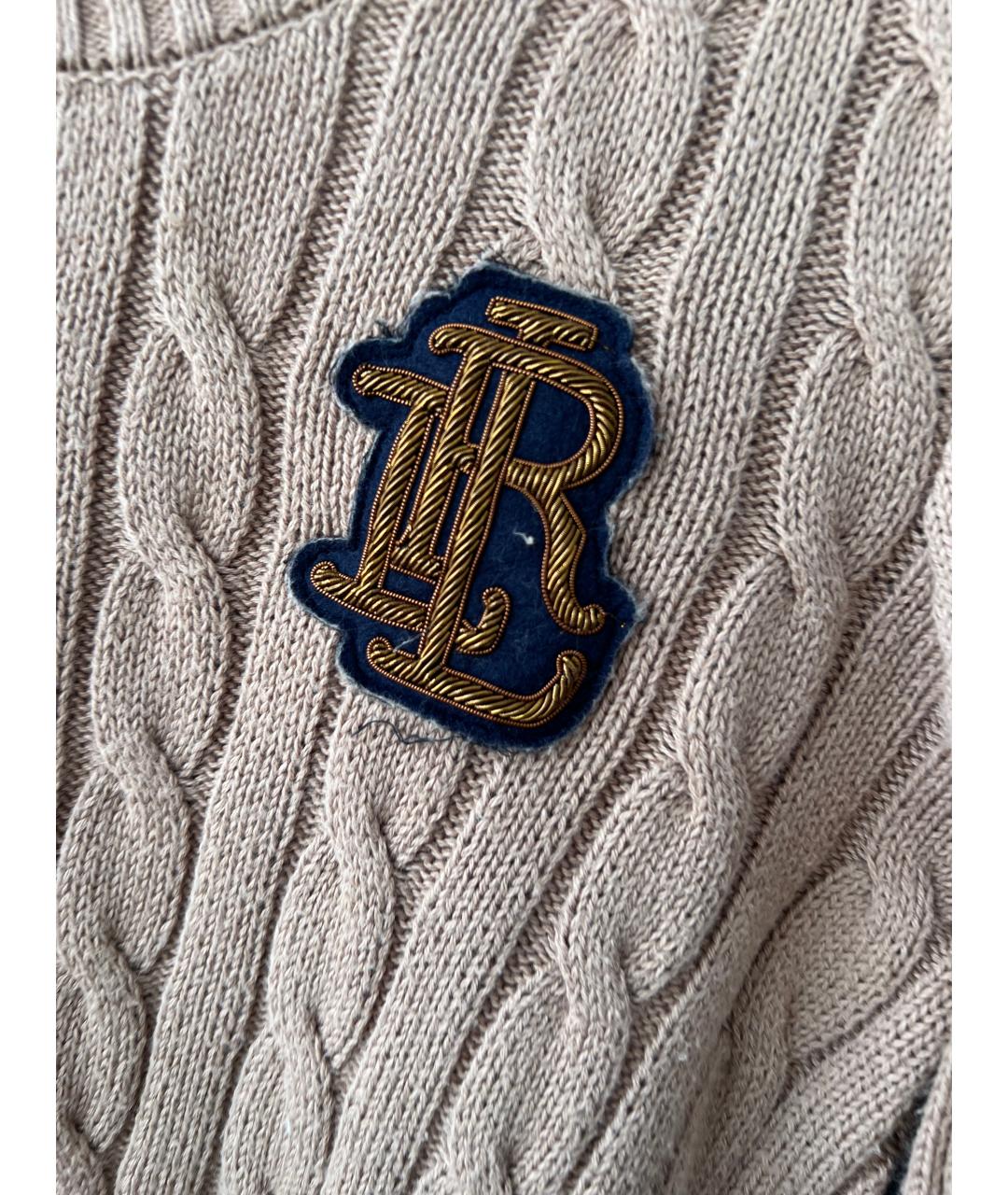 RALPH LAUREN Бежевый хлопковый джемпер / свитер, фото 2