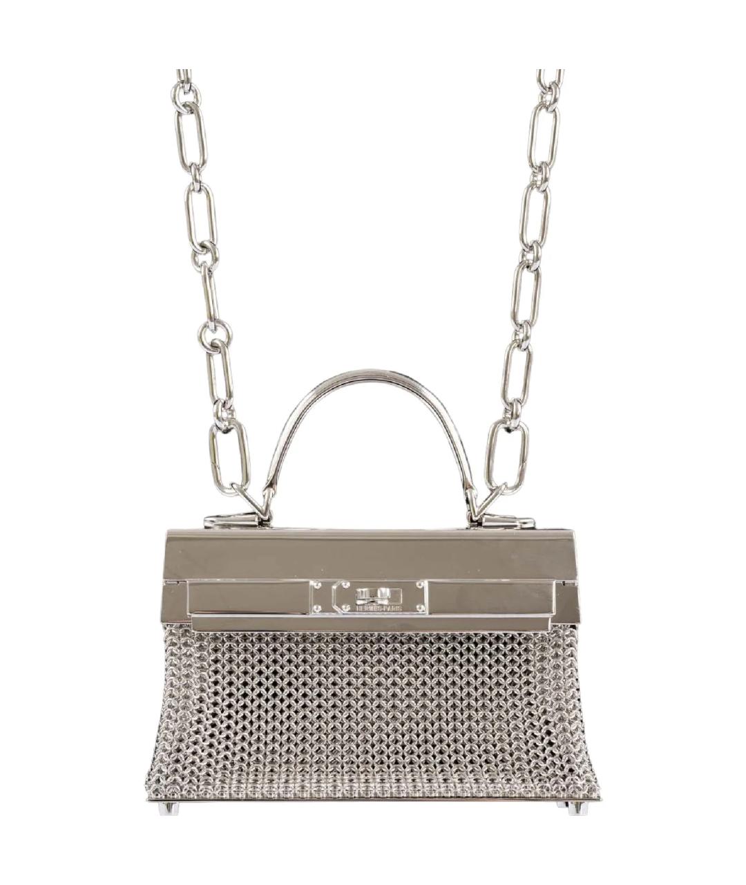 HERMES Серебряная сумка с короткими ручками, фото 5