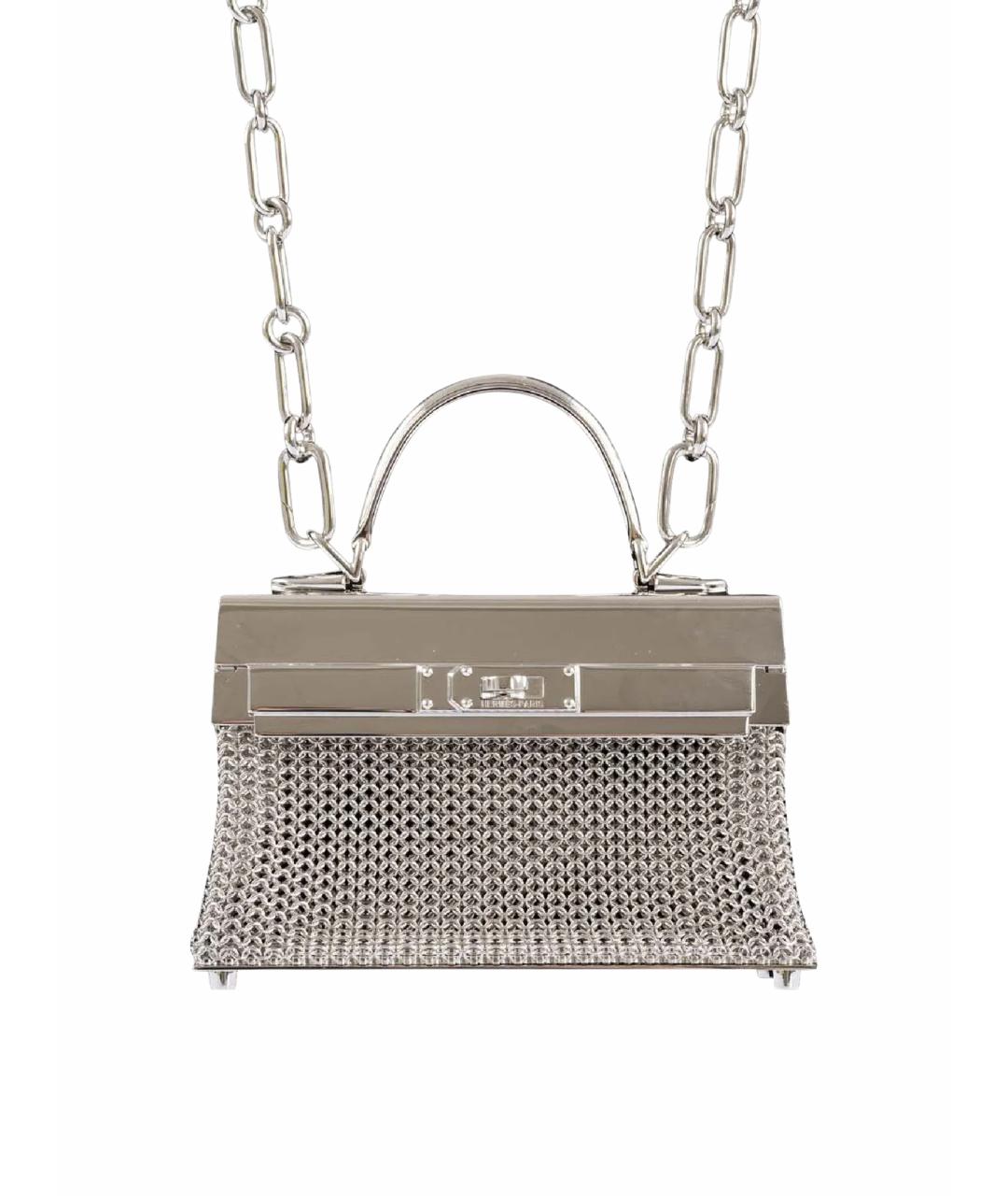 HERMES Серебряная сумка с короткими ручками, фото 1