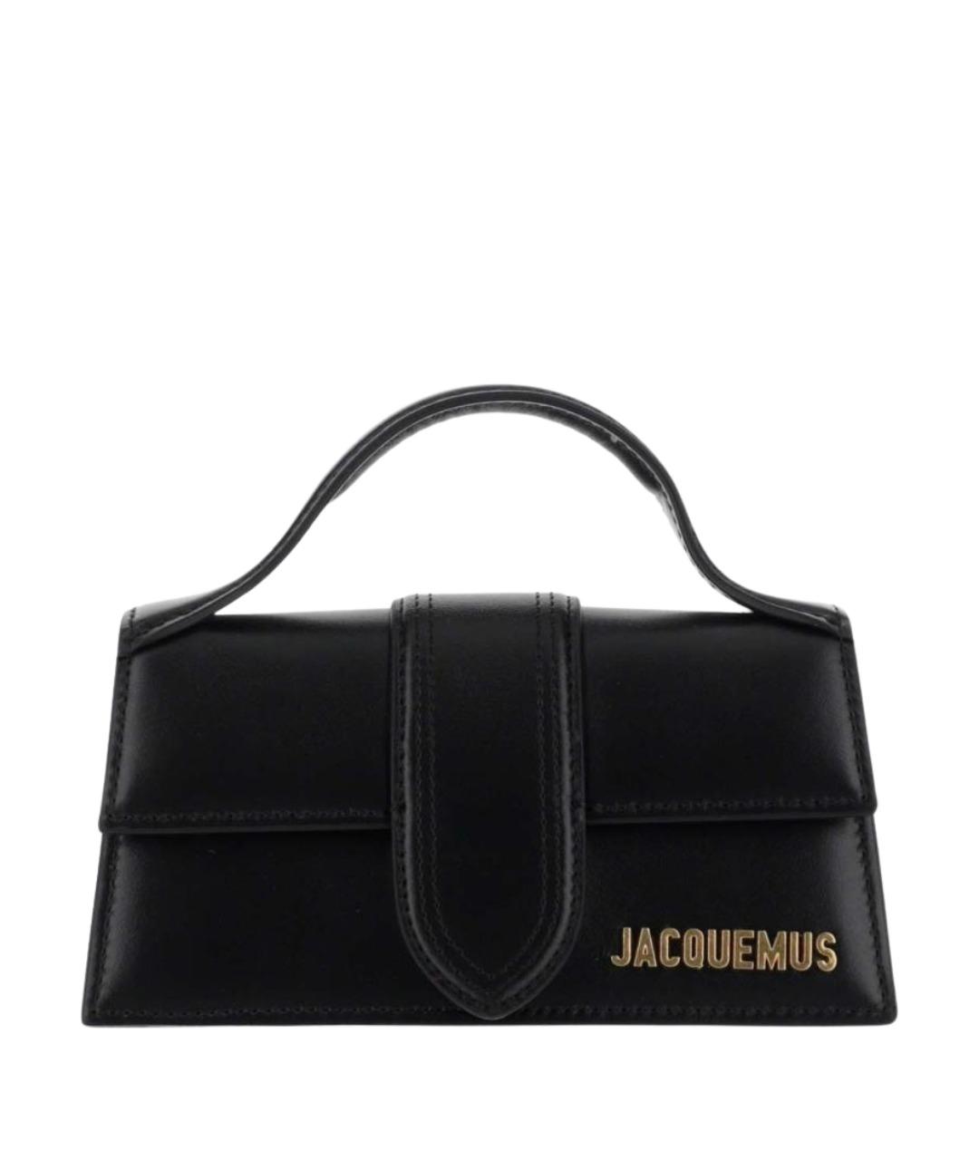 JACQUEMUS Черная кожаная сумка с короткими ручками, фото 1