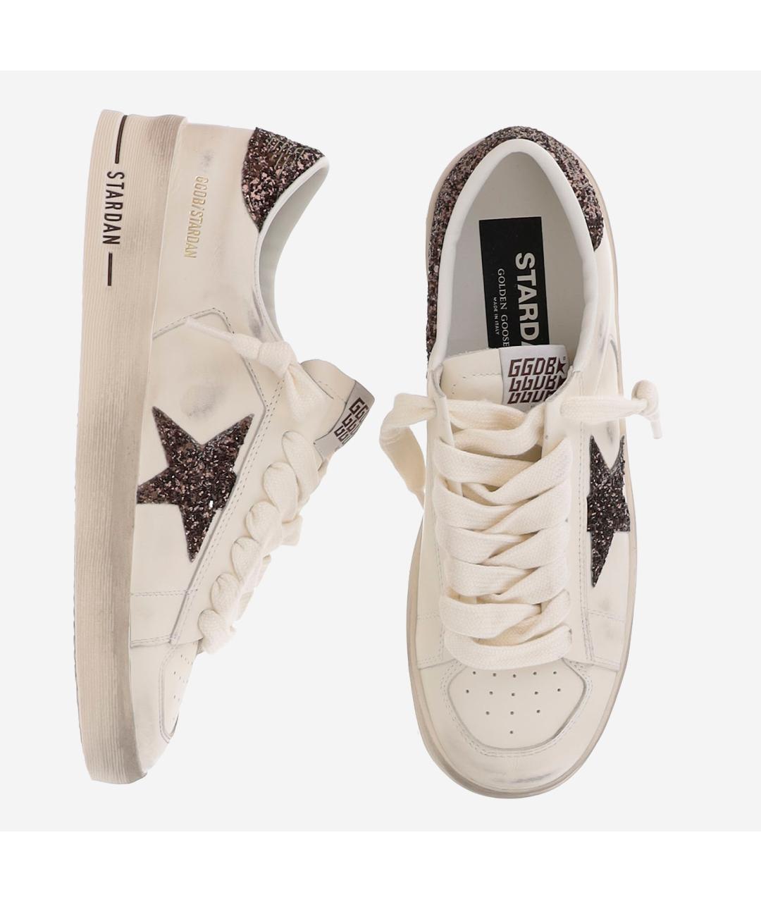 GOLDEN GOOSE DELUXE BRAND Бежевые кожаные кроссовки, фото 4