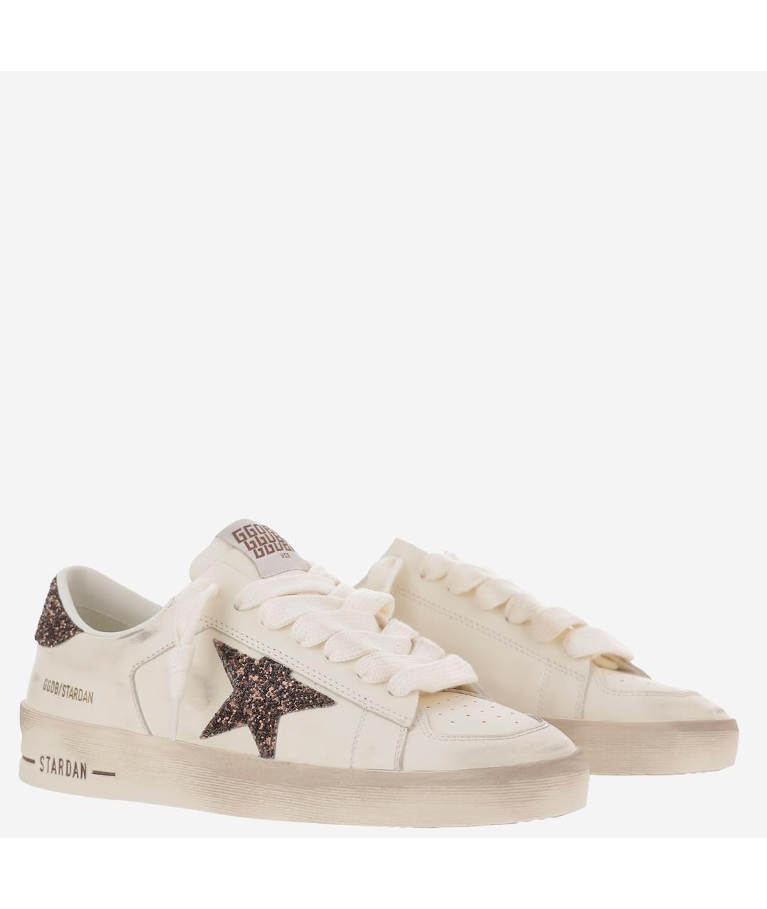 GOLDEN GOOSE DELUXE BRAND Бежевые кожаные кроссовки, фото 2