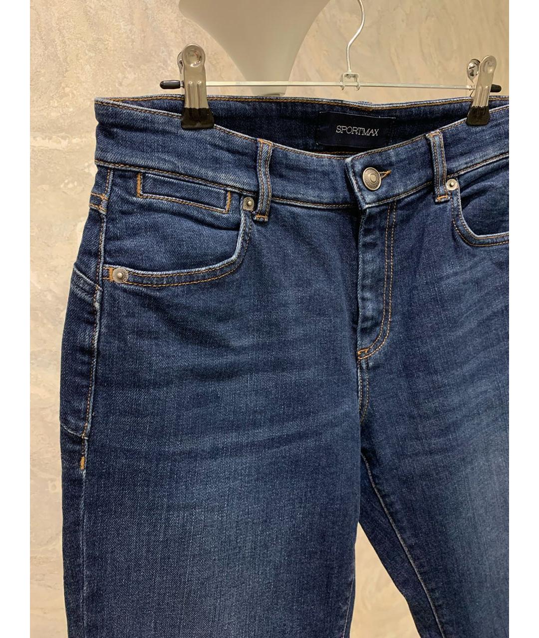 SPORTMAX Темно-синие хлопковые джинсы слим, фото 4