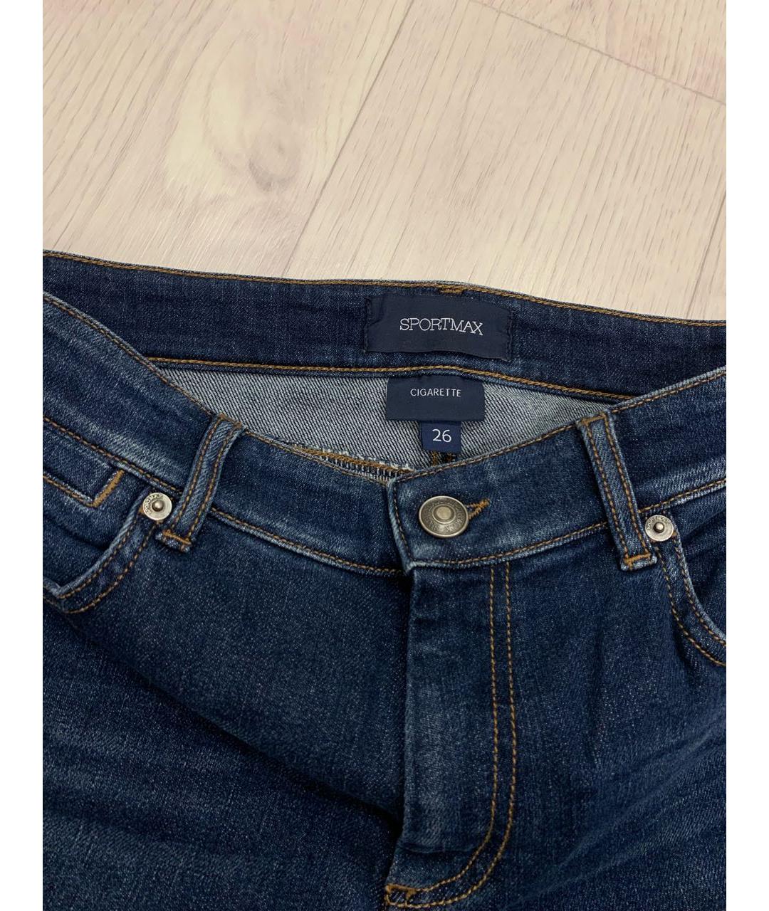 SPORTMAX Темно-синие хлопковые джинсы слим, фото 3