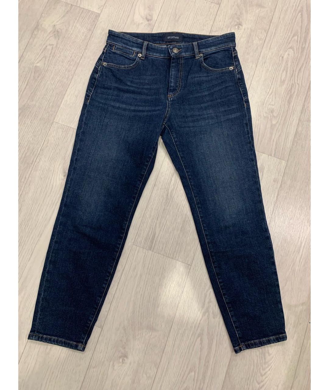 SPORTMAX Темно-синие хлопковые джинсы слим, фото 7
