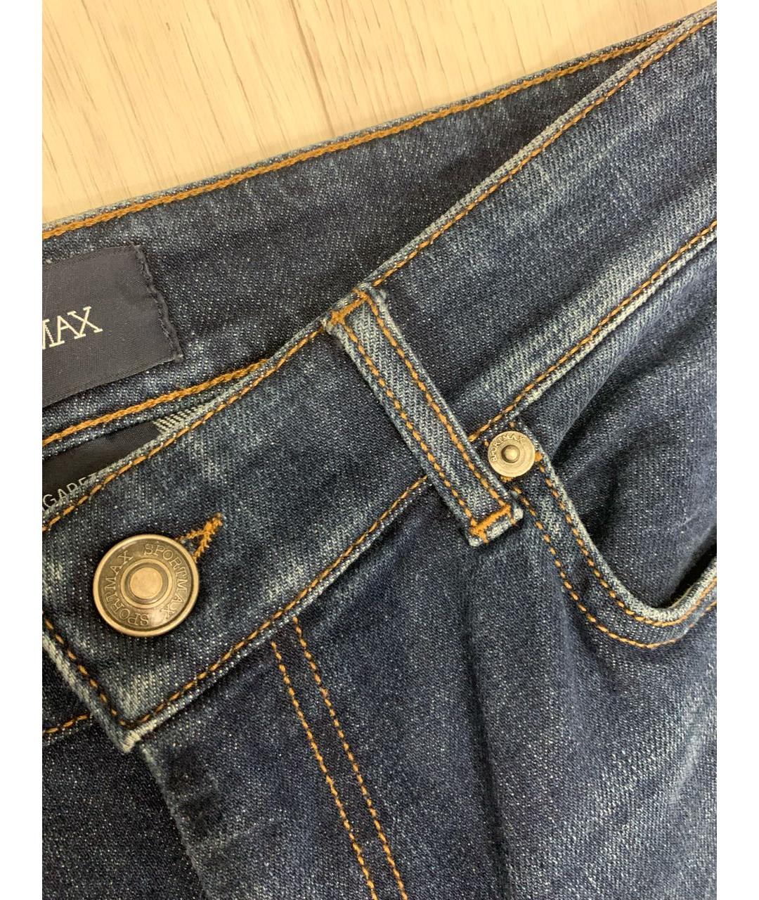 SPORTMAX Темно-синие хлопковые джинсы слим, фото 8