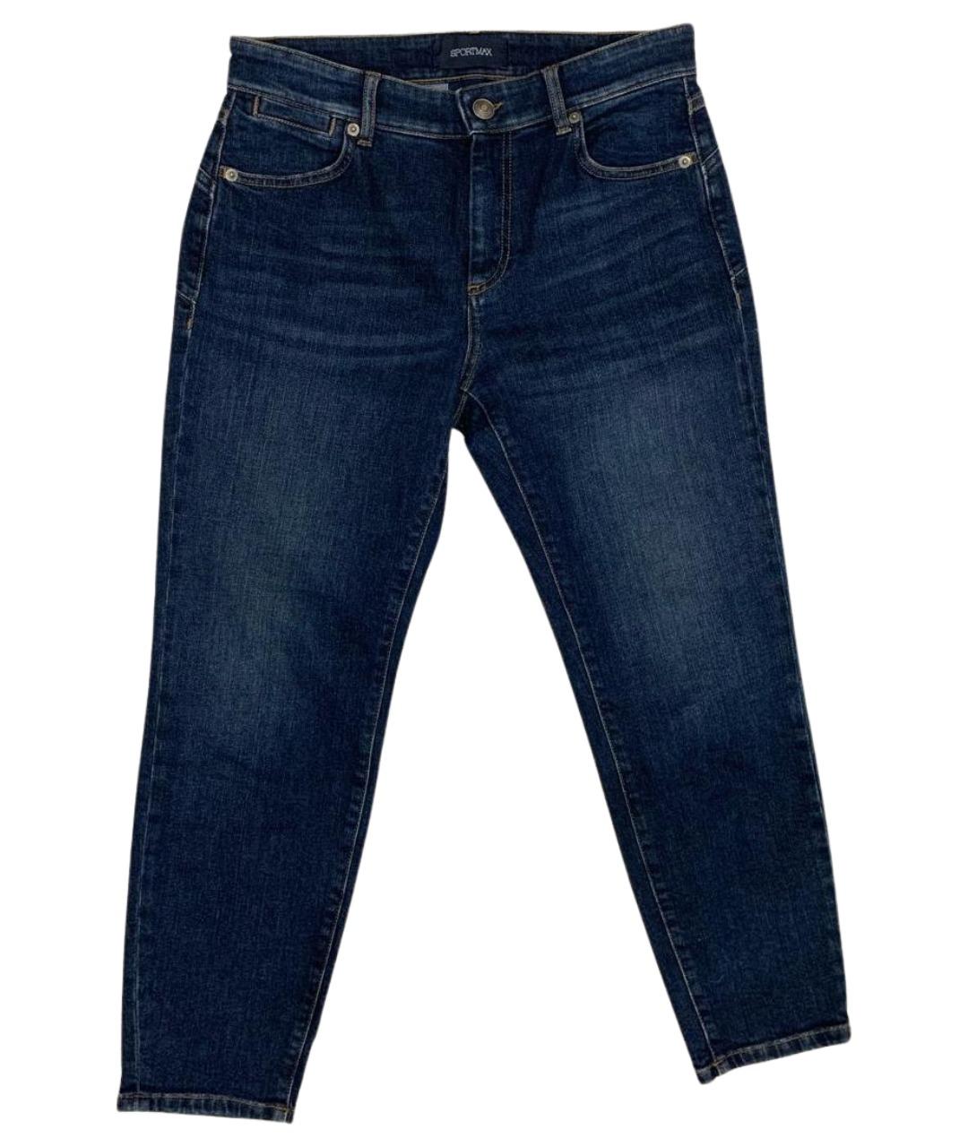 SPORTMAX Темно-синие хлопковые джинсы слим, фото 1