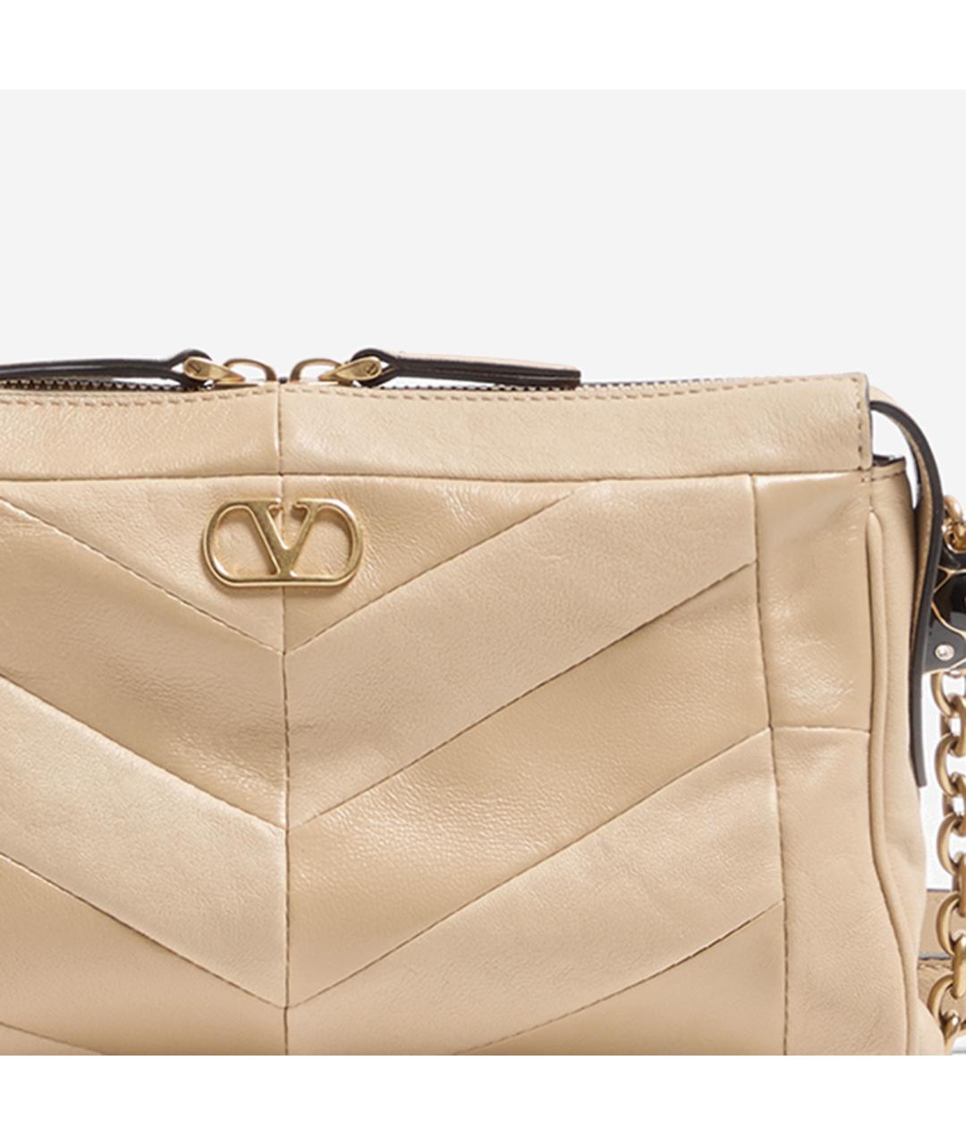 VALENTINO Бежевая кожаная сумка через плечо, фото 4