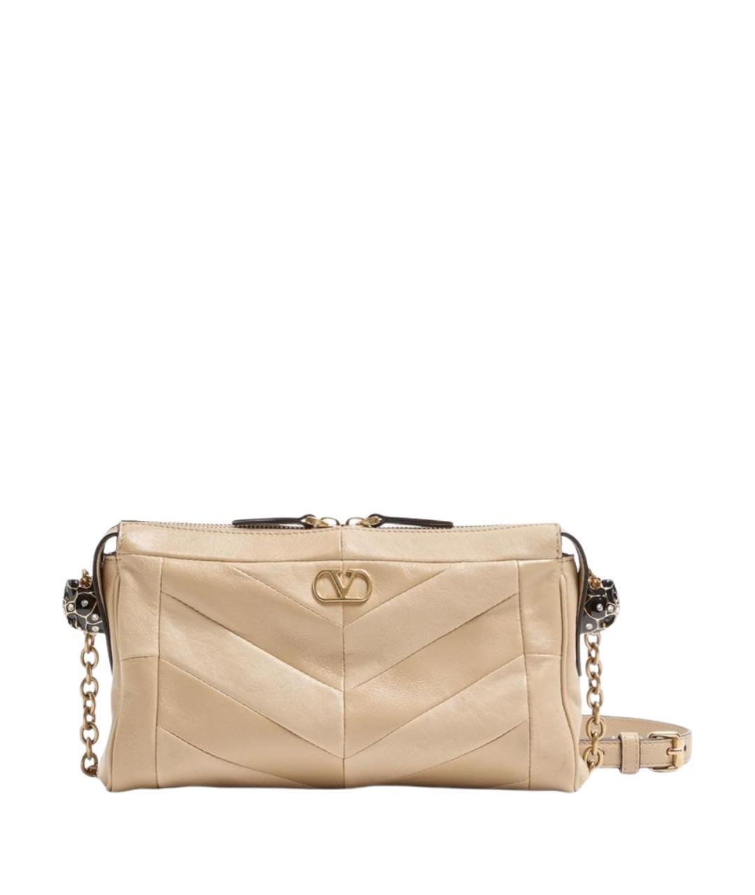 VALENTINO Бежевая кожаная сумка через плечо, фото 1