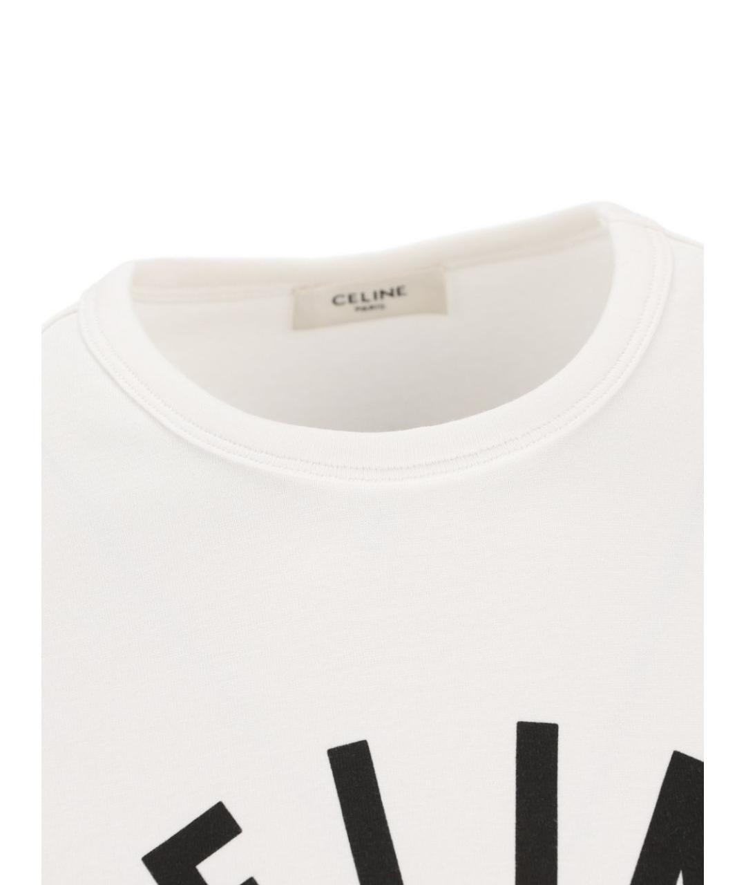 CELINE Белая хлопковая футболка, фото 3