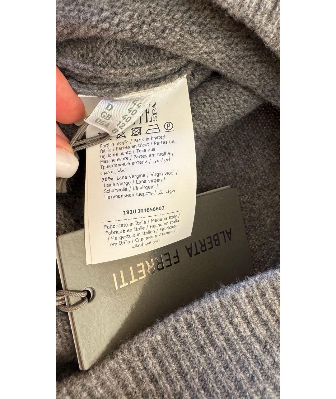 ALBERTA FERRETTI Серый кашемировый джемпер / свитер, фото 5