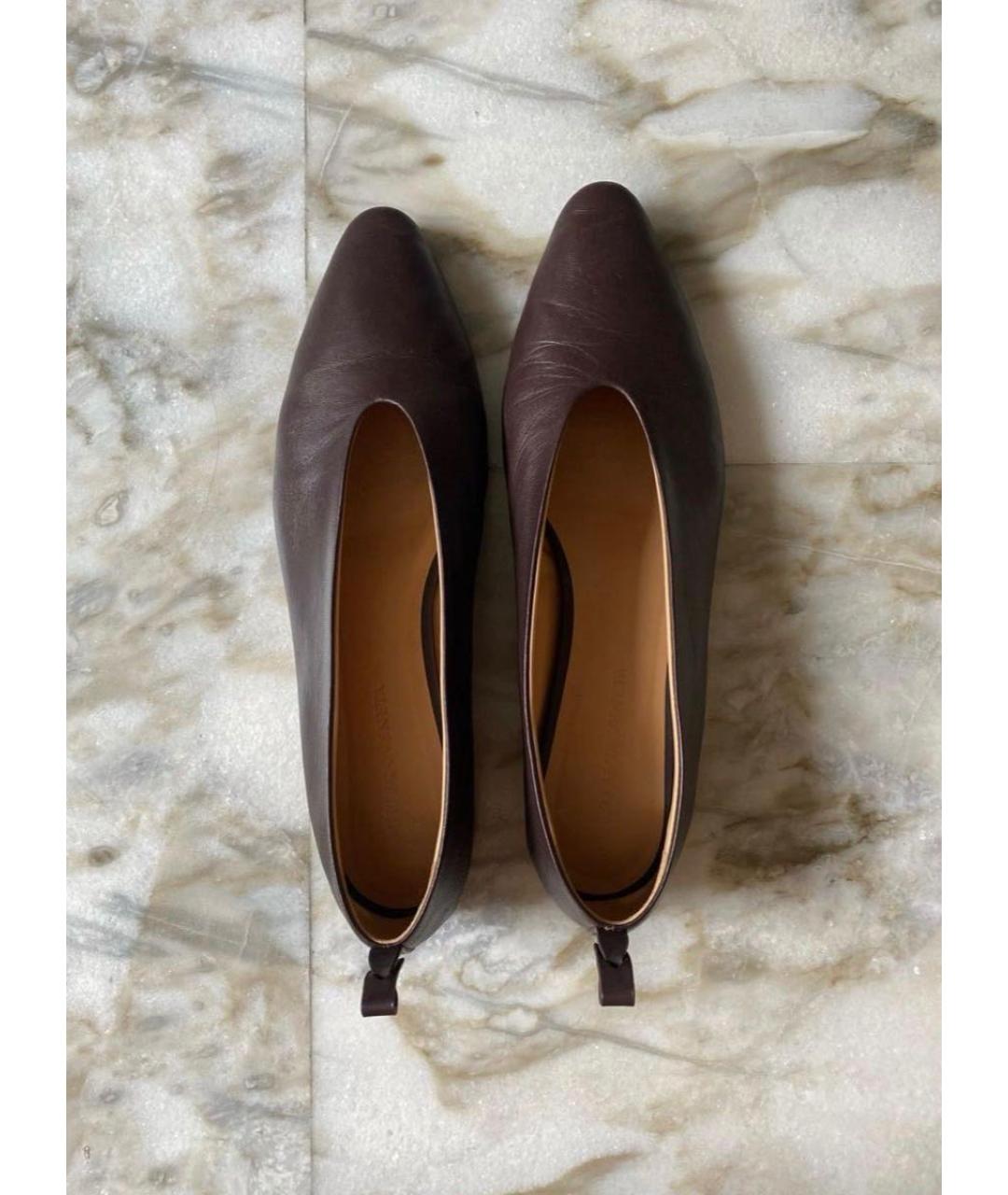 BOTTEGA VENETA Бордовые кожаные балетки, фото 3