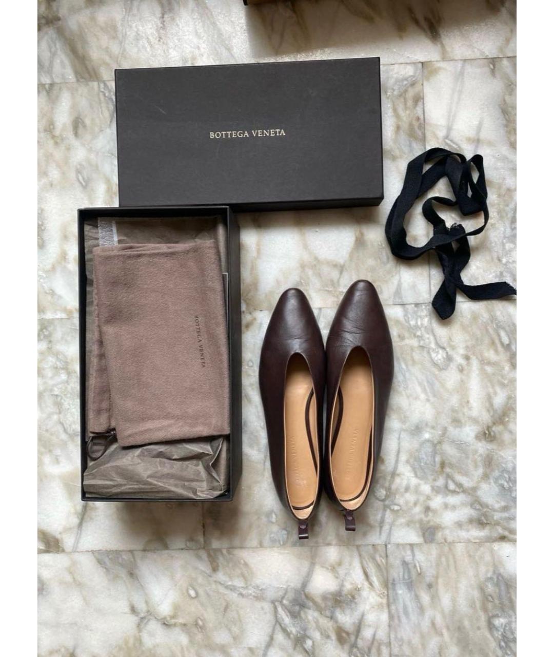 BOTTEGA VENETA Бордовые кожаные балетки, фото 5