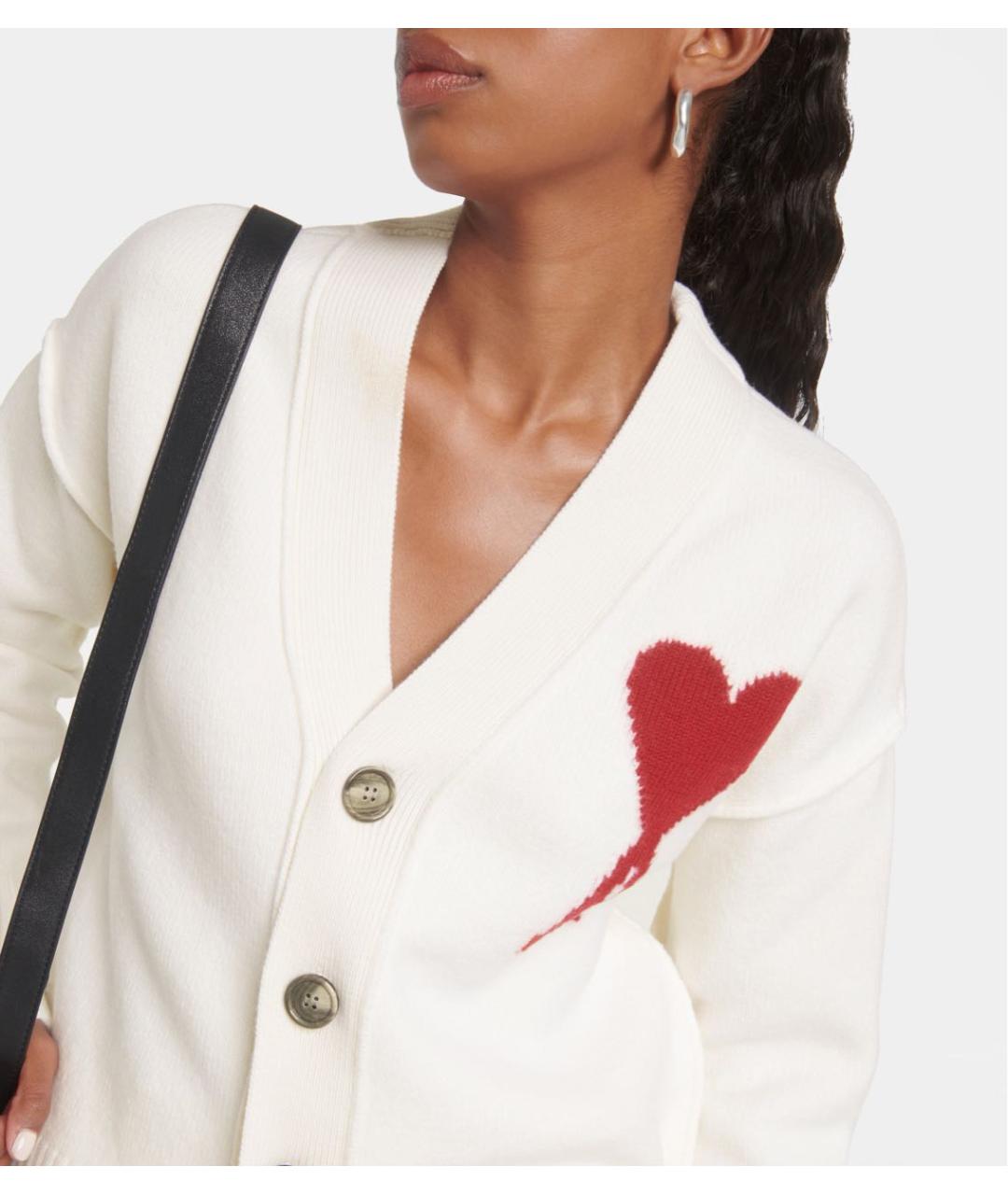 Ami Paris Бежевый шерстяной кардиган, фото 4