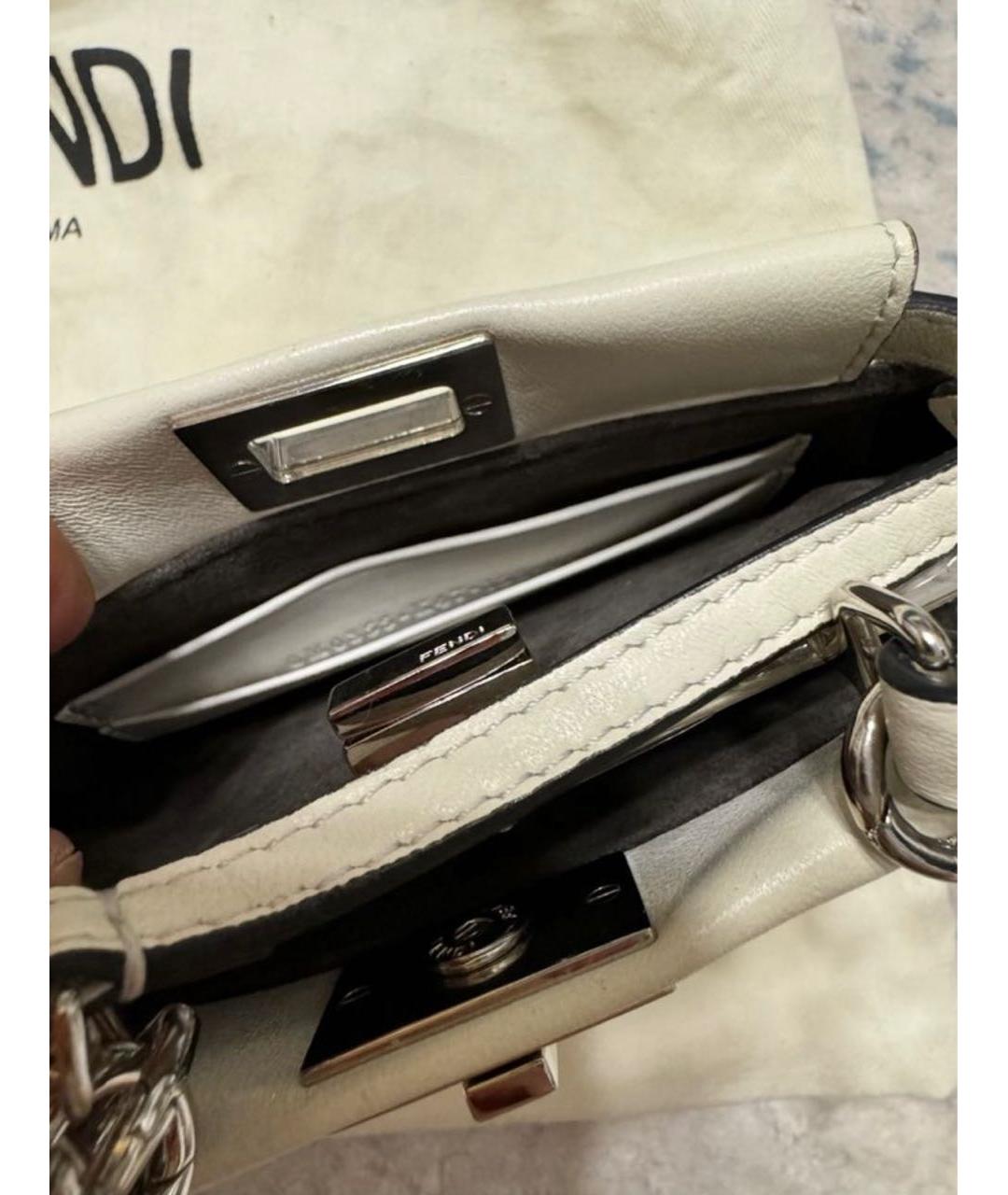 FENDI Бежевая кожаная сумка через плечо, фото 4