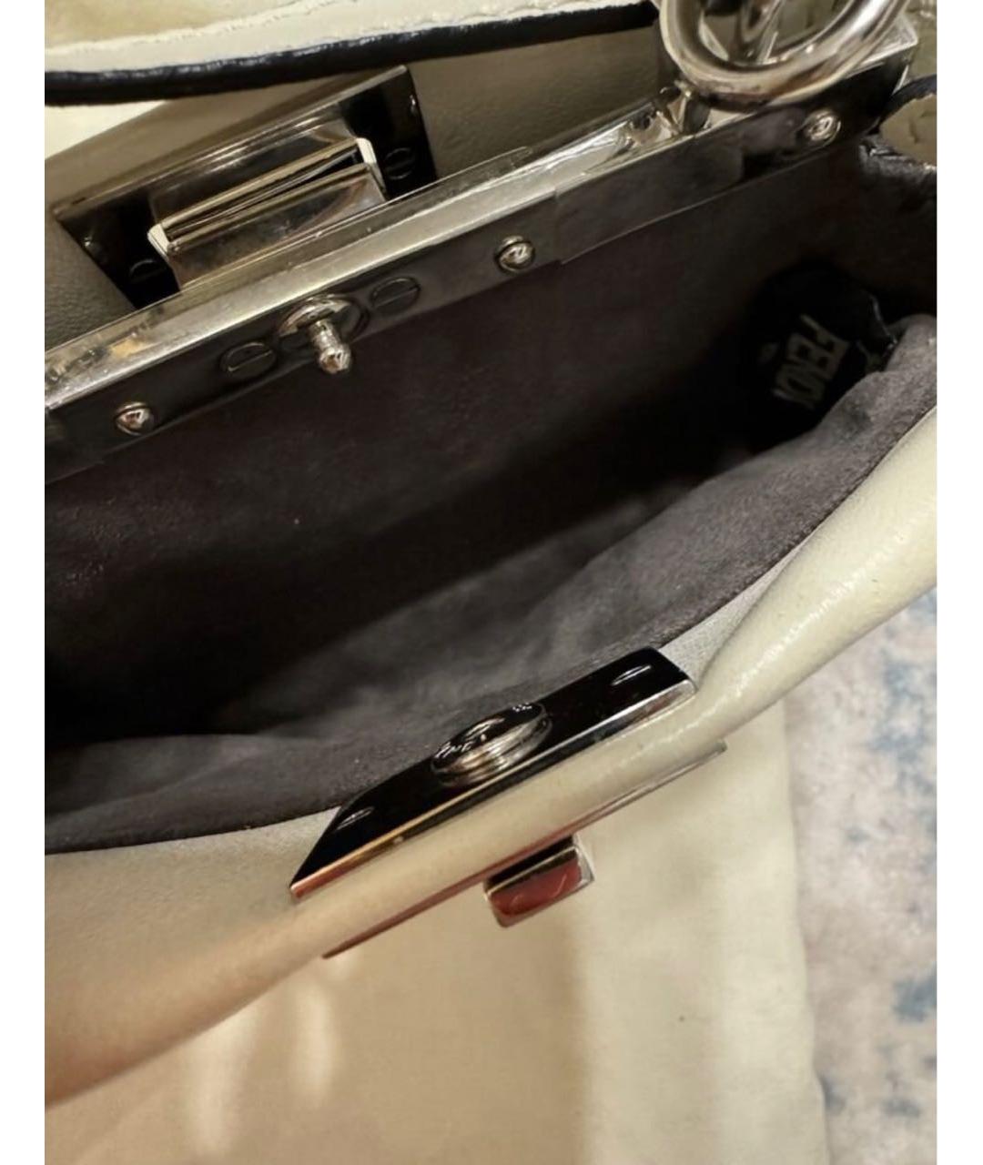 FENDI Бежевая кожаная сумка через плечо, фото 3