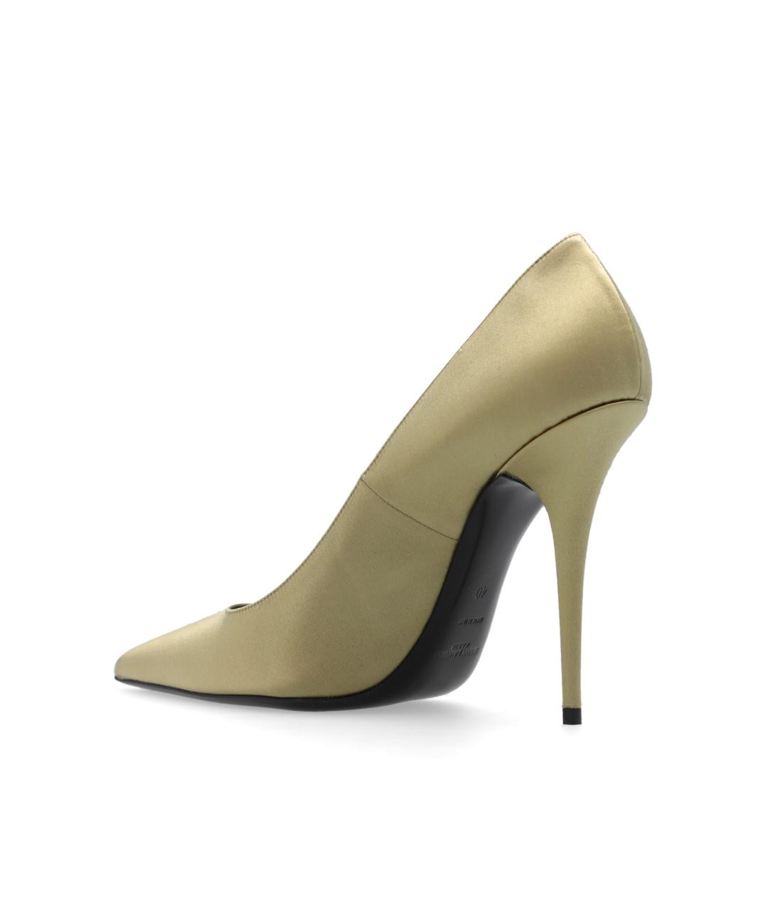 SAINT LAURENT Золотые текстильные туфли, фото 3