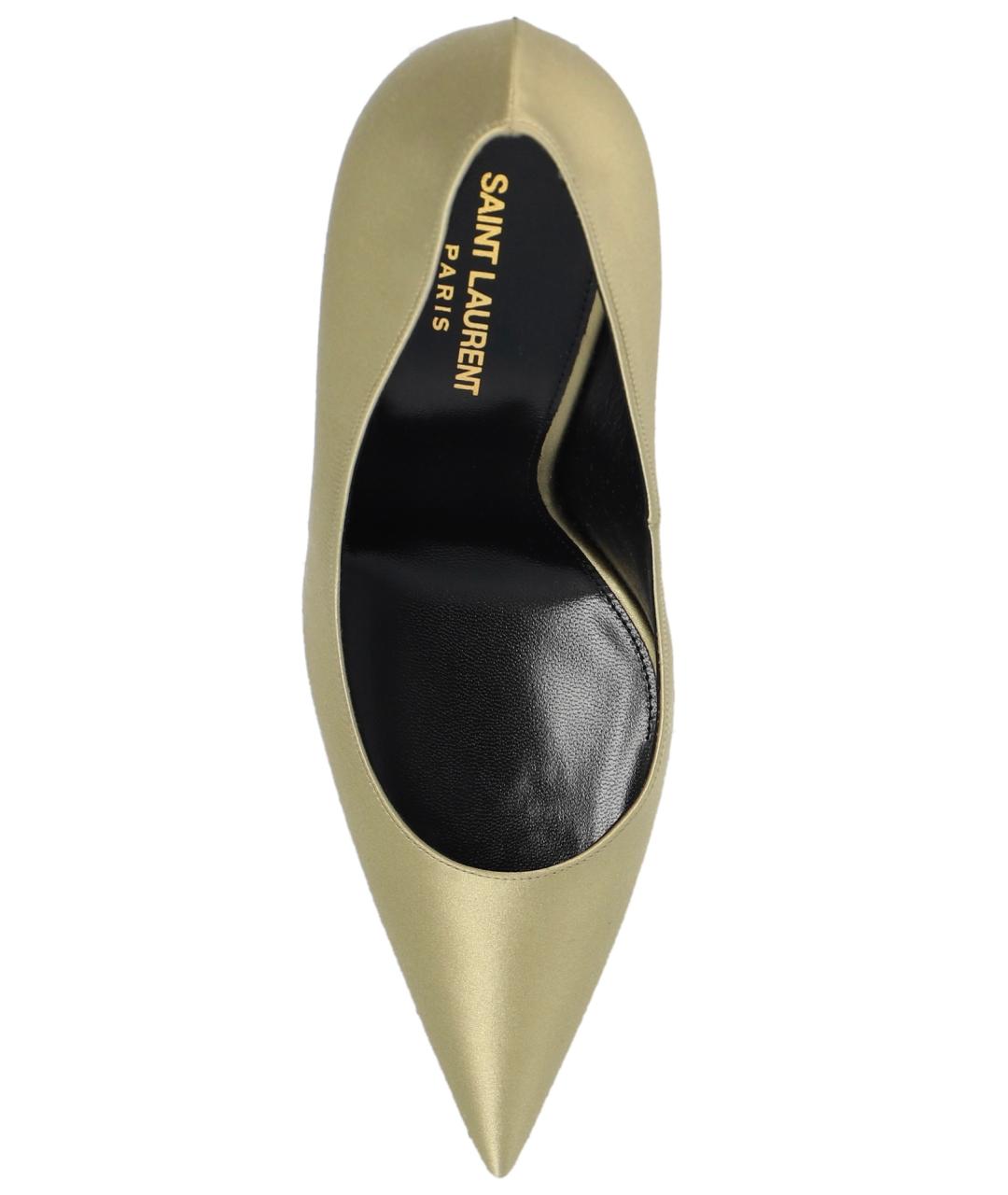 SAINT LAURENT Золотые текстильные туфли, фото 2