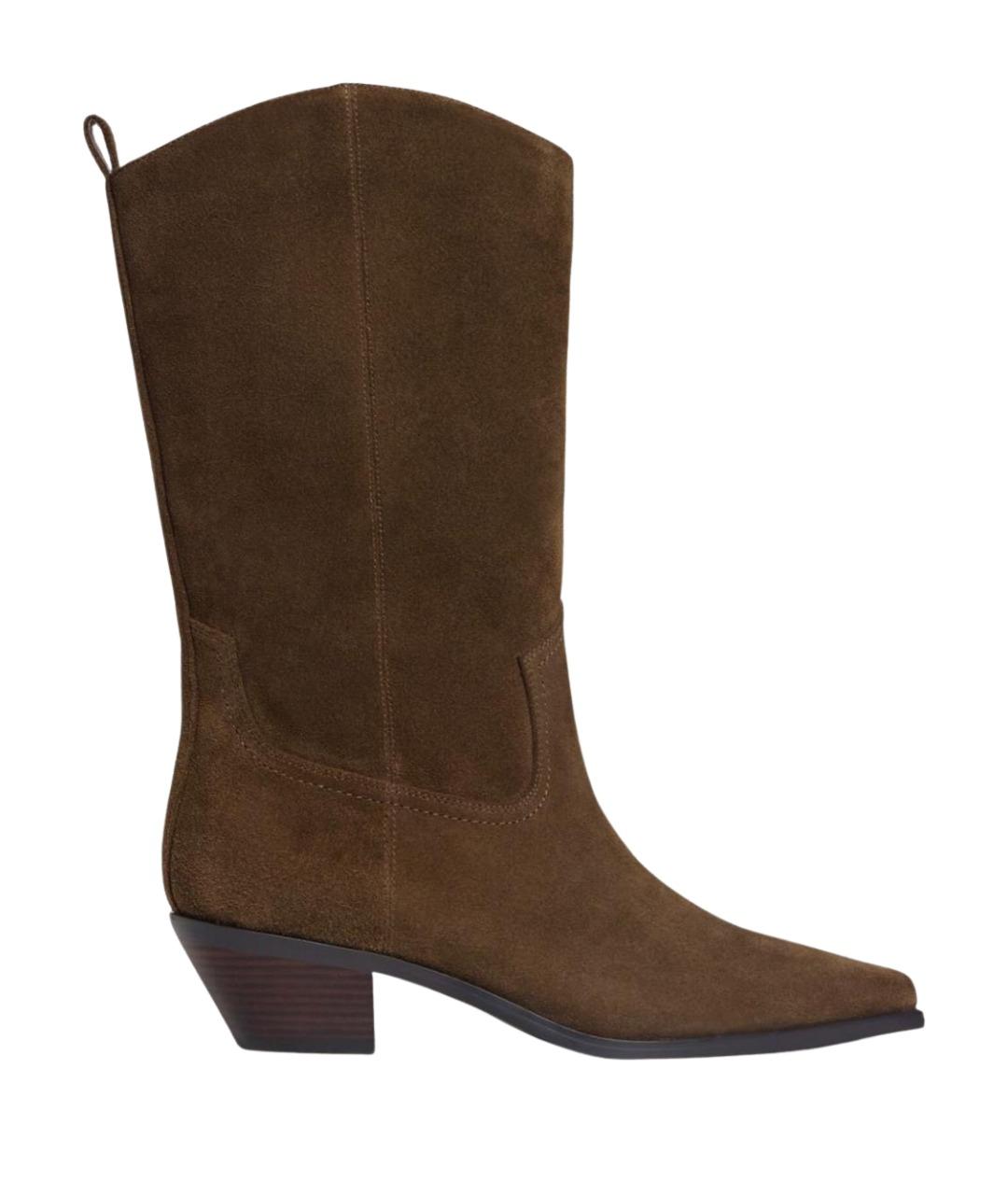 12 STOREEZ Коричневые замшевые сапоги, фото 9