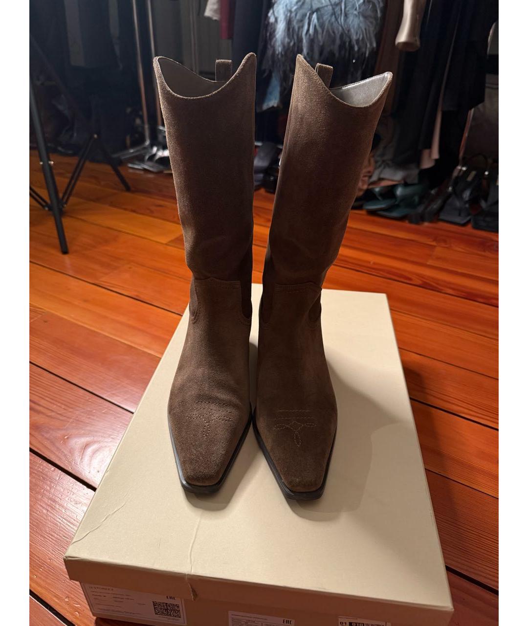 12 STOREEZ Коричневые замшевые сапоги, фото 3