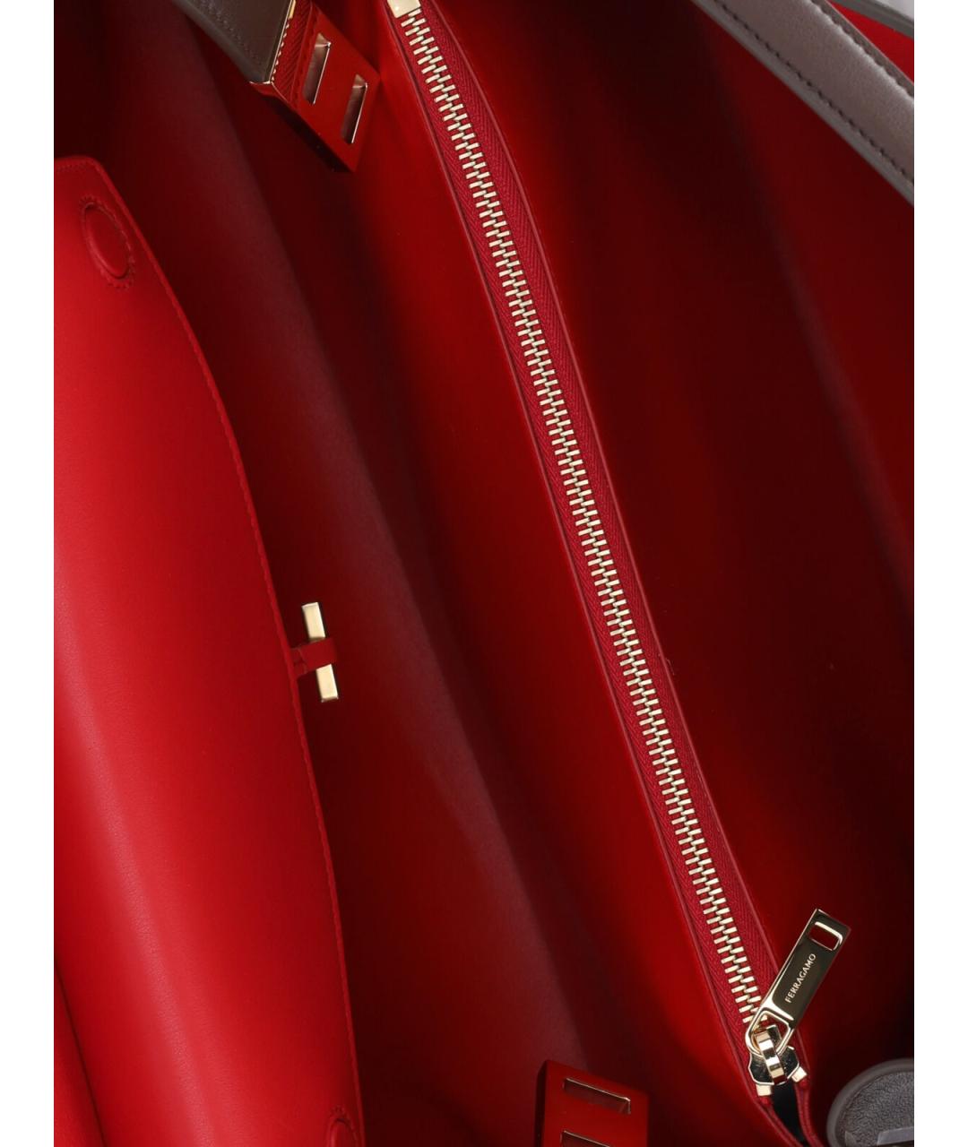 FERRAGAMO Коричневая кожаная сумка тоут, фото 4