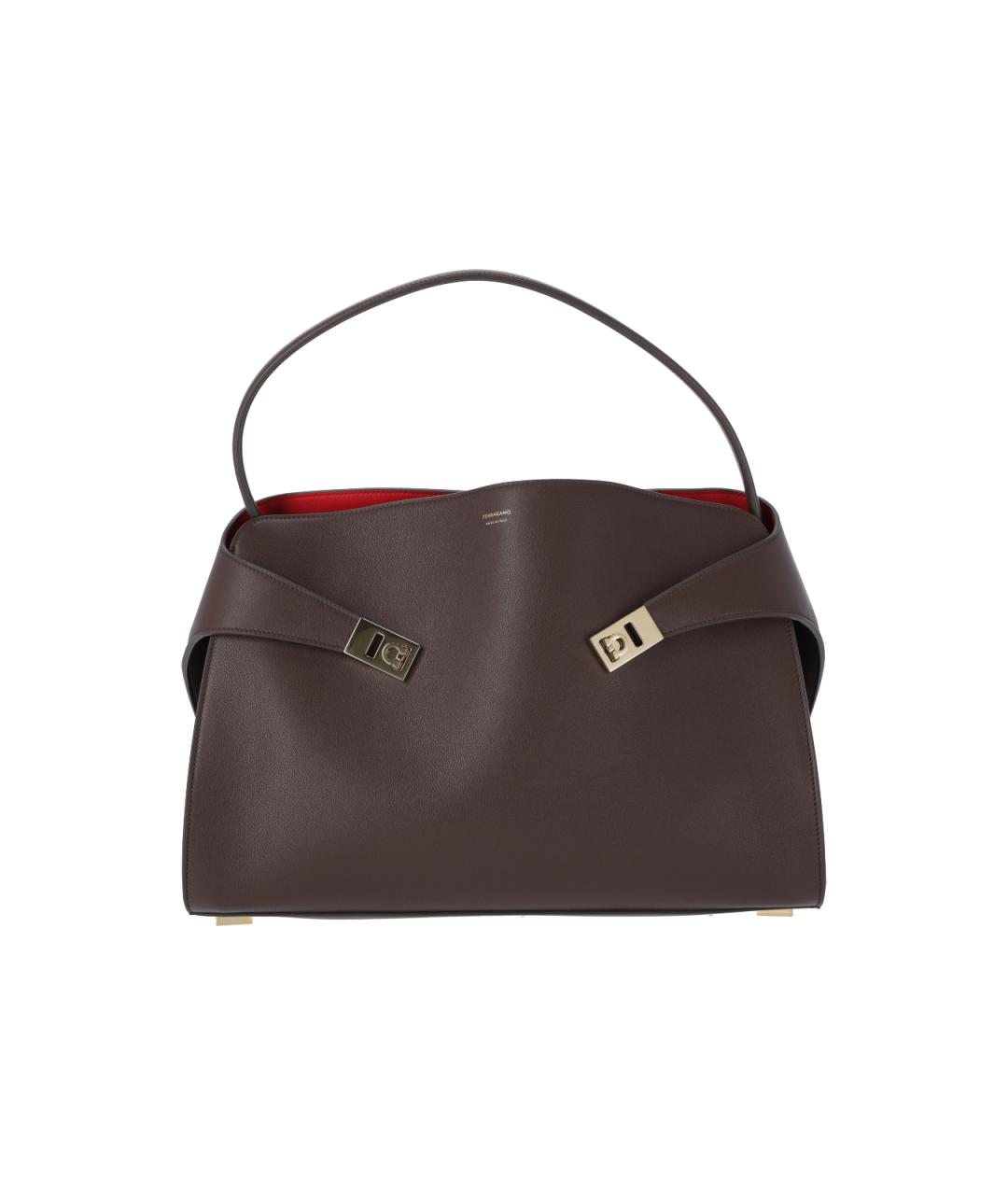 FERRAGAMO Коричневая кожаная сумка тоут, фото 1