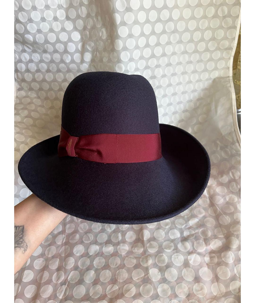BORSALINO Темно-синяя шерстяная шляпа, фото 2
