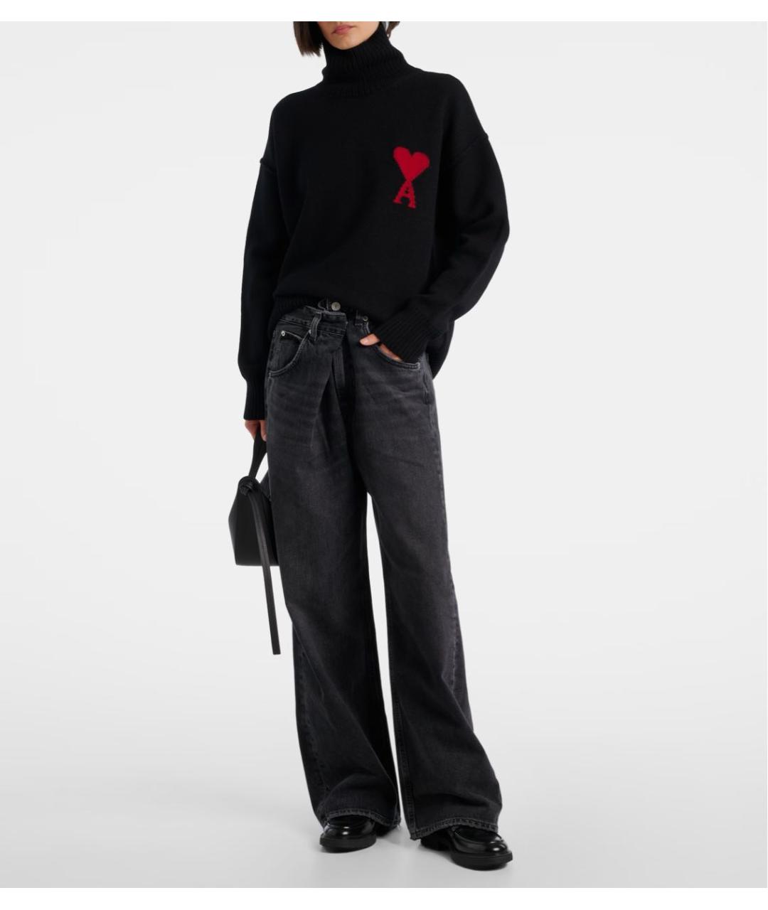 Ami Paris Черный шерстяной джемпер / свитер, фото 2