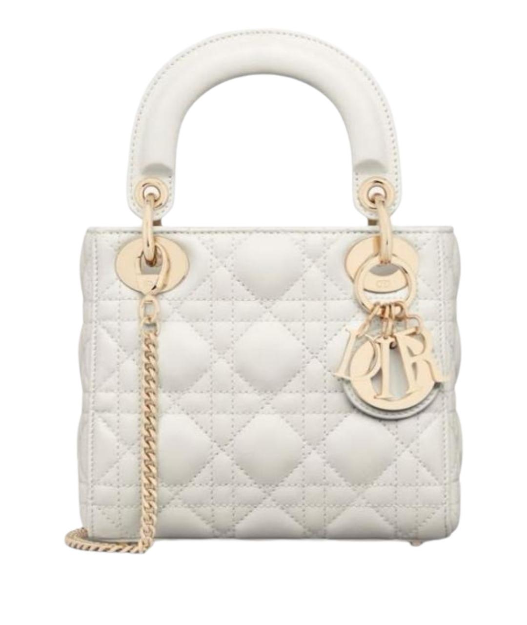 CHRISTIAN DIOR Белая кожаная сумка с короткими ручками, фото 1