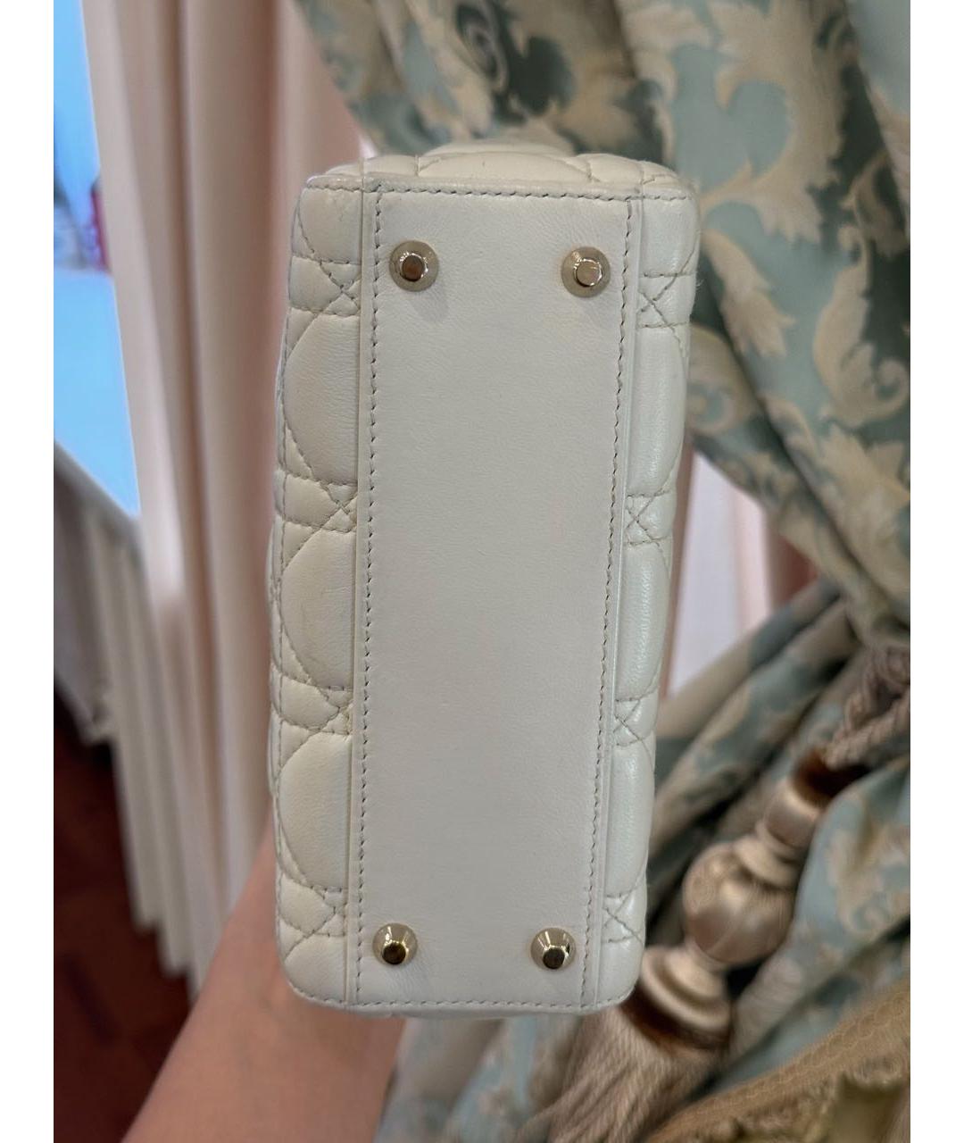 CHRISTIAN DIOR Белая кожаная сумка с короткими ручками, фото 5