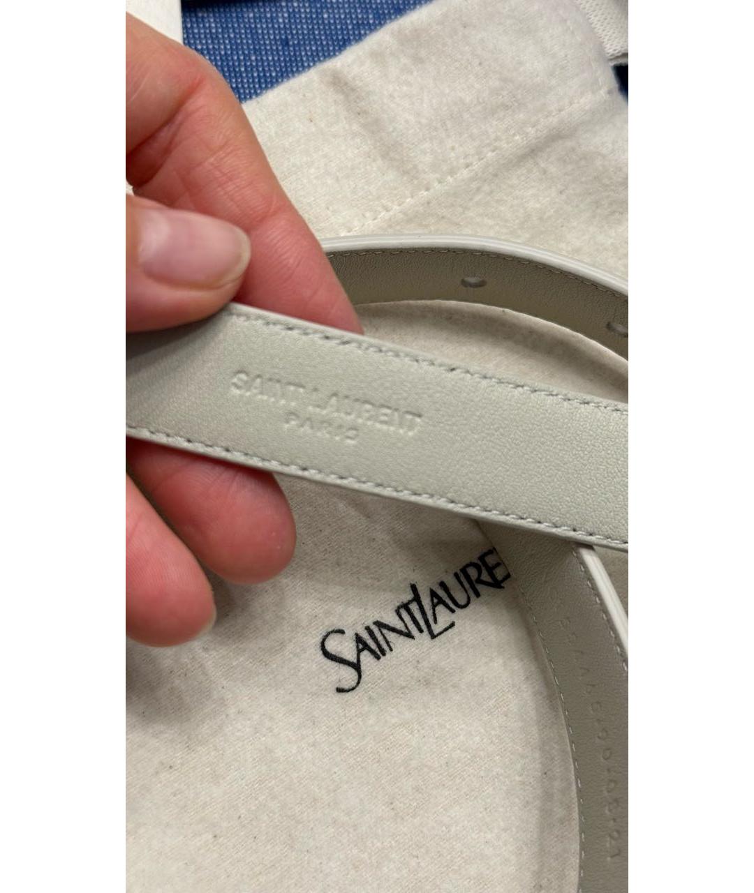 SAINT LAURENT Бежевый кожаный ремень, фото 3