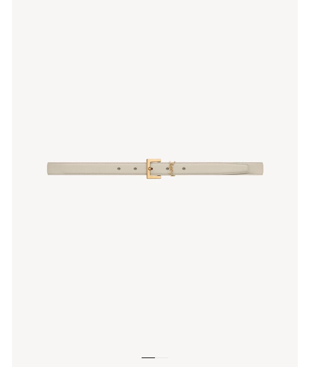 SAINT LAURENT Бежевый кожаный ремень, фото 8